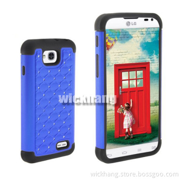 Heavy Duty Glitter Hybrid Studded Diamond Cover Hard Case for LG L90
